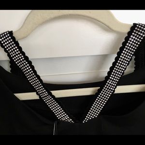 Black long sleeve shirt with jeweled neckline M